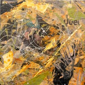 Fake News Acrylic, ink, newsprint, glue